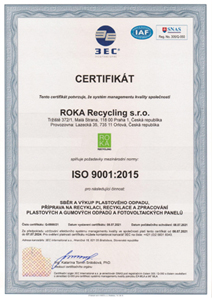 ISO 9001:2015 - ROKA Recycling s.r.o.